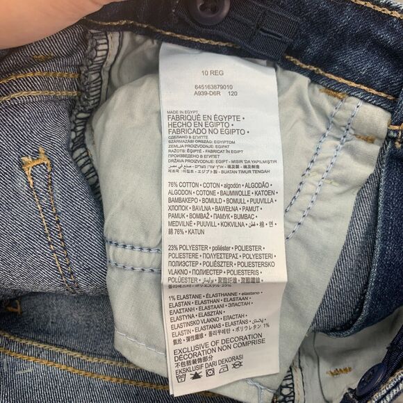 Levis Bike Jean Short Girls 10R Blue Denim Cut Off High Rise Fringe Hem Skinny - Picture 9 of 12